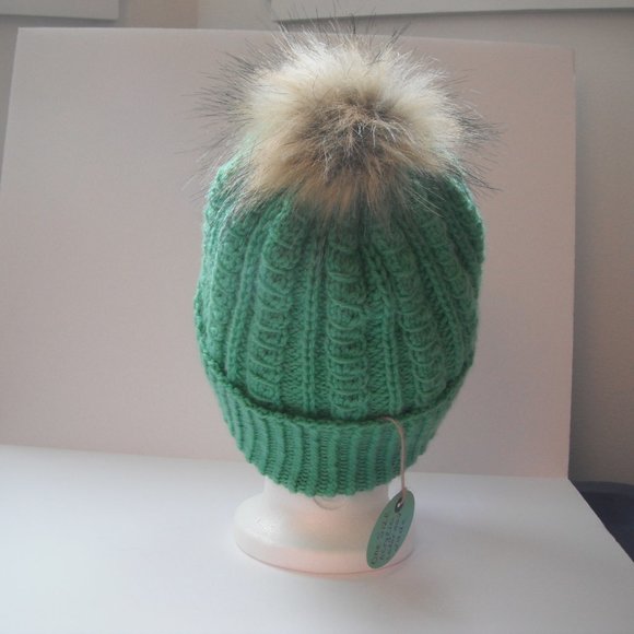Hand Knitted Hat Toque Adult One Size Acrylic Color Jade - 007 Hand knit by me - Picture 9 of 12